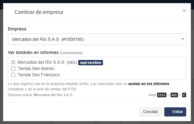 El selector de empresa de Carolina