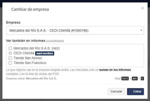 Al pulsar Ctrl + Alt + C y escoger el CEDI