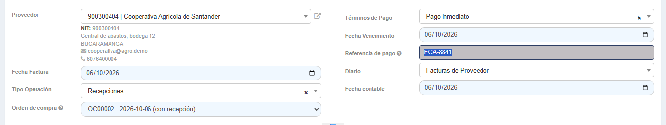 La factura de la cooperativa