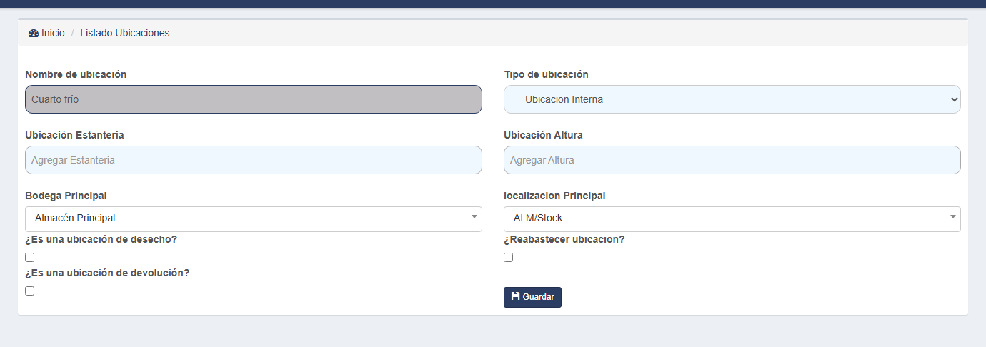 La ubicación nueva