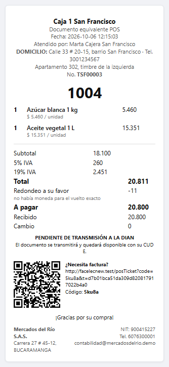 El recibo del domicilio