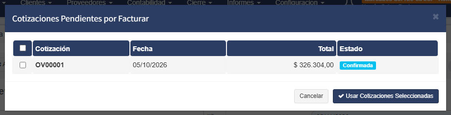 Las órdenes pendientes de facturar