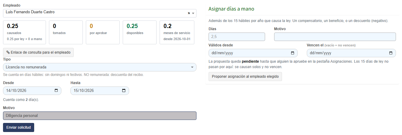 La solicitud