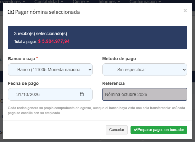 El pago en lote