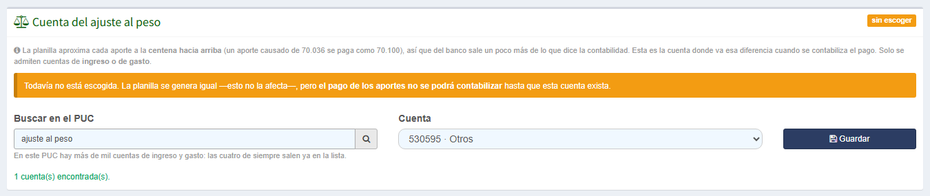 La cuenta del ajuste al peso