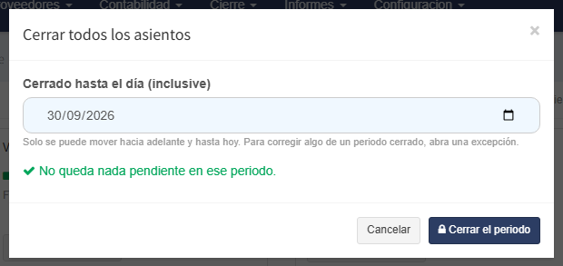 La revisión antes de cerrar